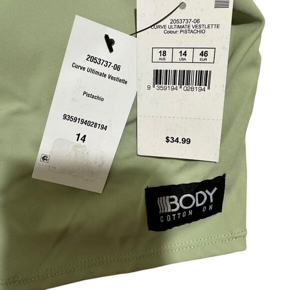 Cotton On Women Size 14 (US) Pistachio Green Crop Top Cut Out Back Crew Neck NWT - Picture 3 of 7